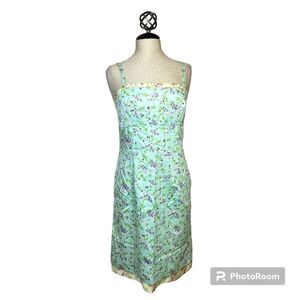 Vintage Mica Blue Red Purple Floral‎ Cottagecore Cotton Dress Size 8